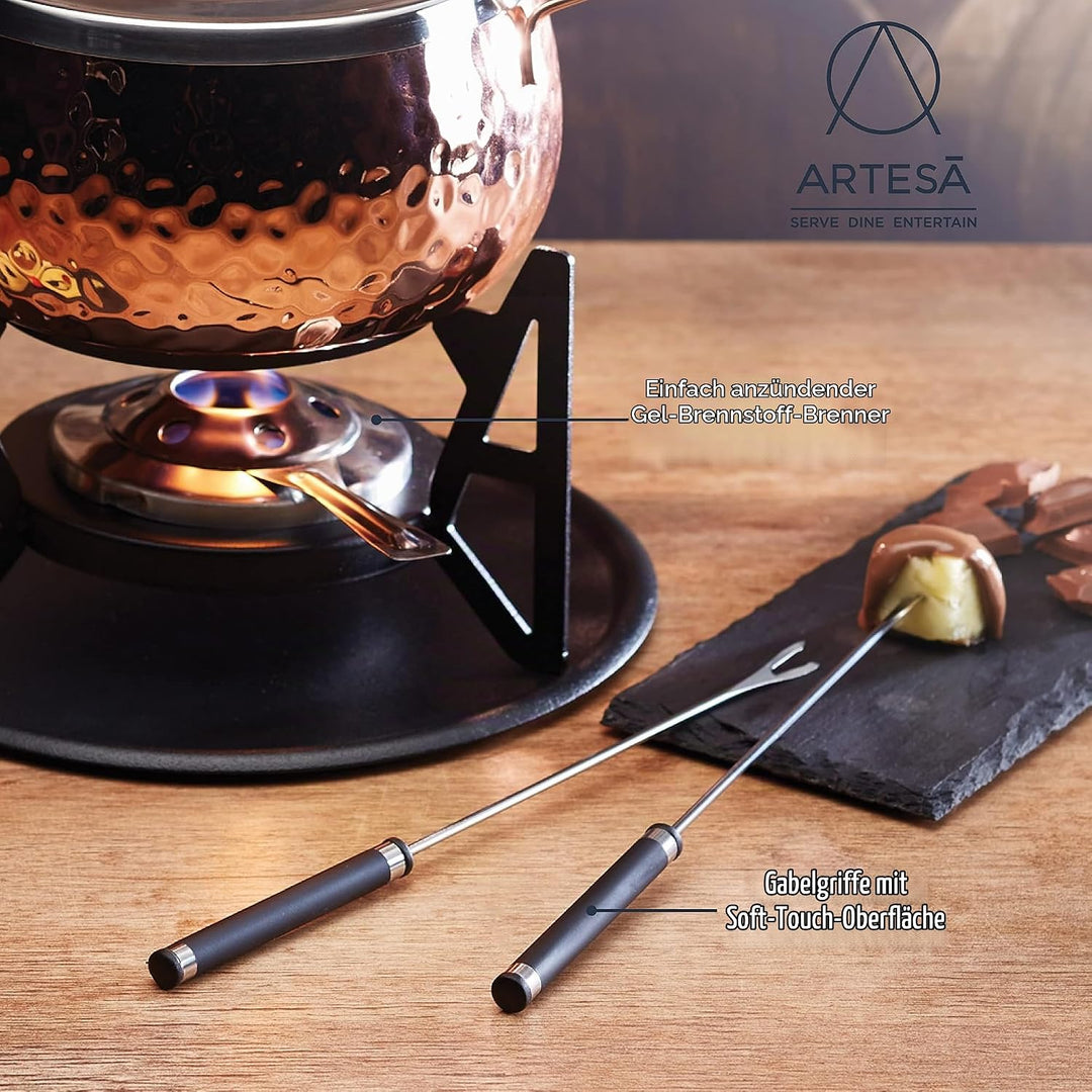 Artesà Fondue-Set, Optik wie Handgehämmertes Kupfer, Edelstahl, für 6