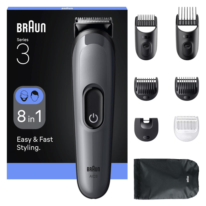 Braun Series 3 Multifunktions Körperpflege Set, 8 in 1, extrem scharfe Klinge, 14 Längeneinstellunge