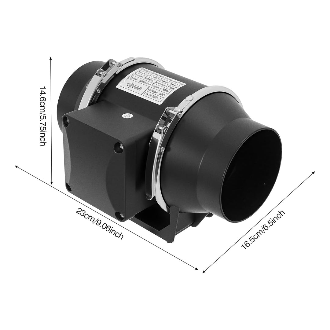 Inline Rohrventilator 100mm/150mm/200mm - 220m³/h Reinkupfermotor Abluftventilator Kanalventilator L