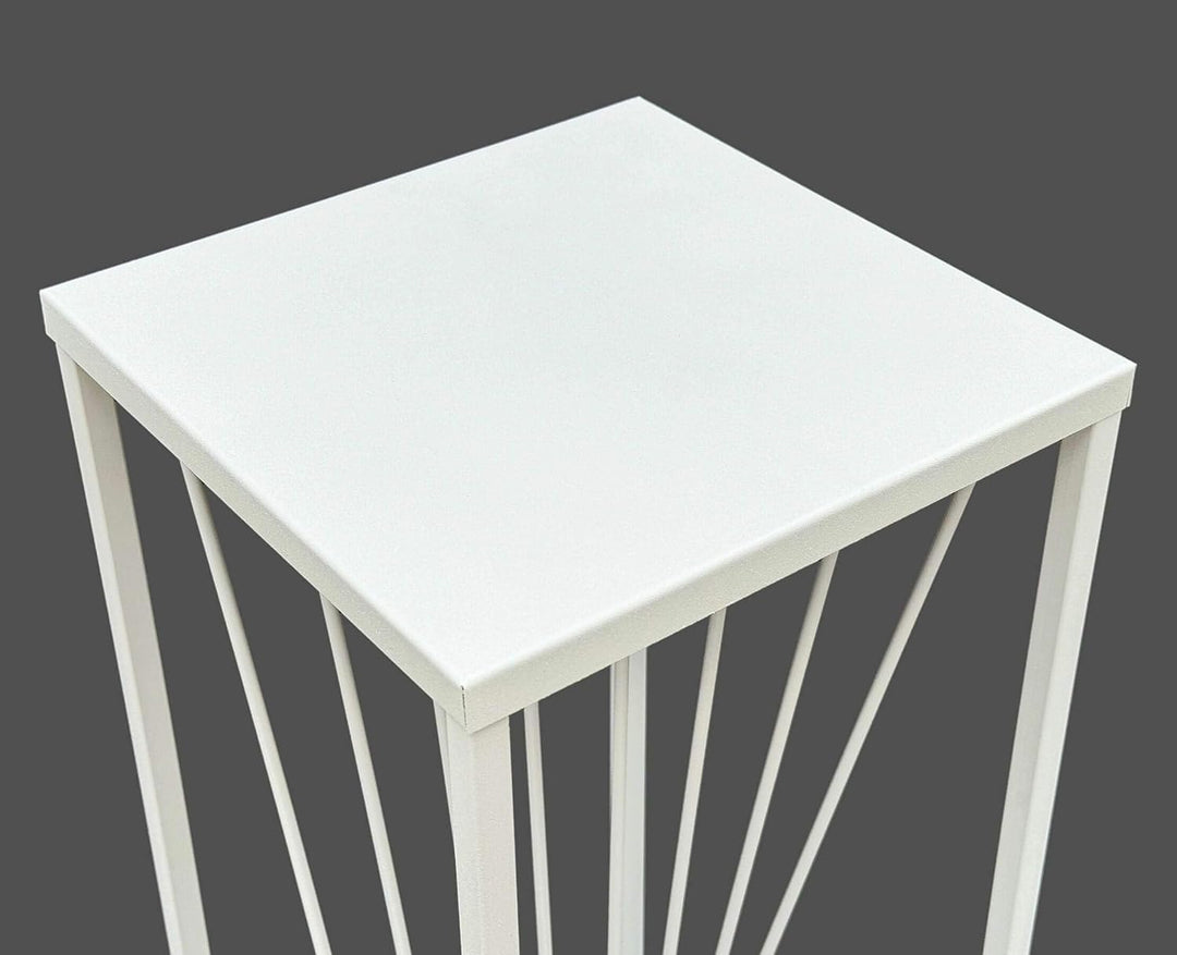 DanDiBo Blumenhocker Metall Weiss Eckig 70 cm Blumenständer Beistelltisch 96566 Blumensäule Design M
