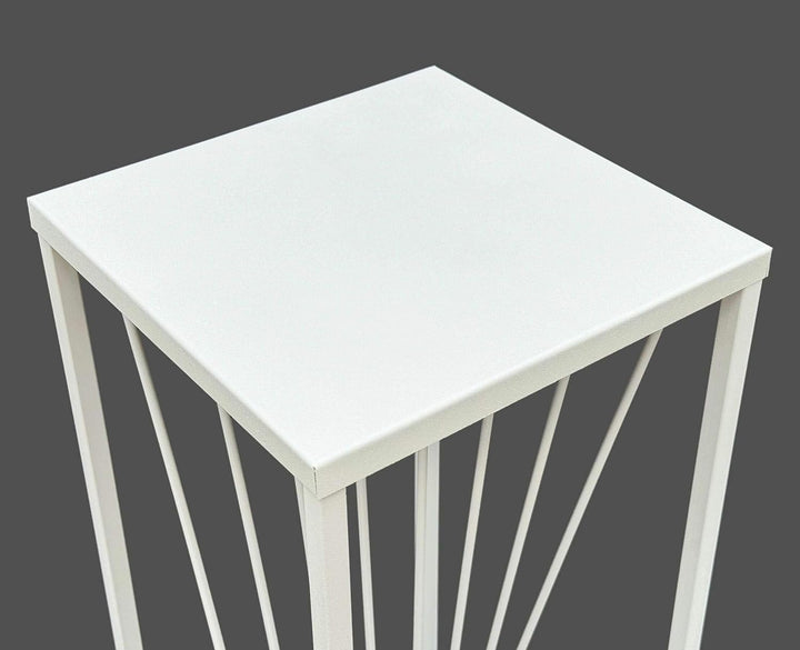 DanDiBo Blumenhocker Metall Weiss Eckig 70 cm Blumenständer Beistelltisch 96566 Blumensäule Design M