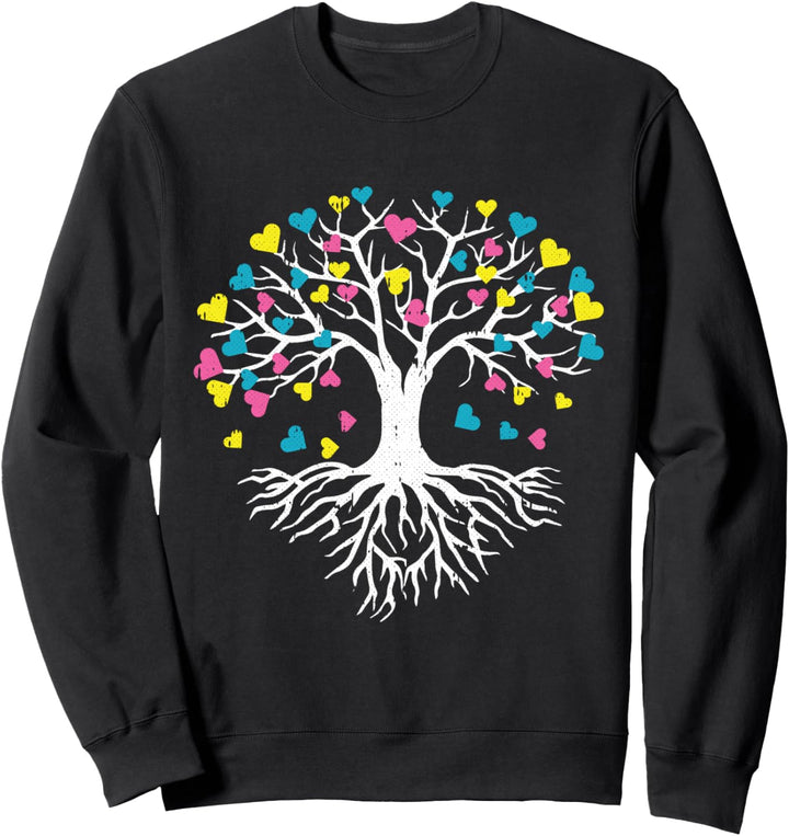 Tree Root Pansexual Pride Heart Leaves Proud LGBT-Q Ally Sweatshirt