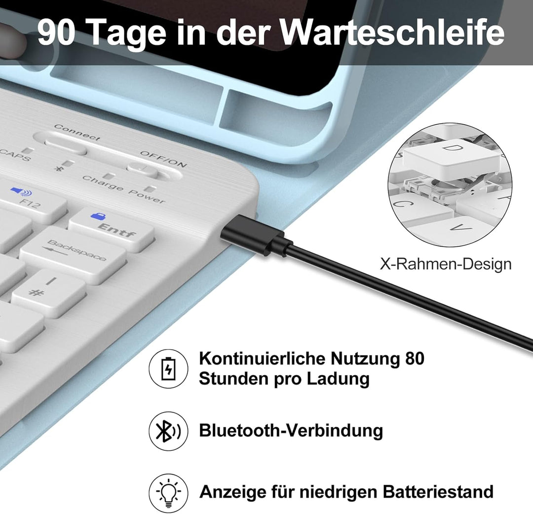 IVEOPPE Tastatur für Samsung Galaxy Tab S9 FE 10.9"/S9 11", Hülle mit Tastatur für Samsung Tab S9/S9