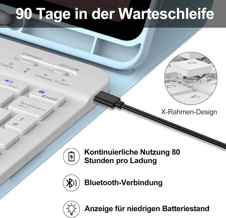 IVEOPPE Tastatur für Samsung Galaxy Tab S9 FE 10.9"/S9 11", Hülle mit Tastatur für Samsung Tab S9/S9