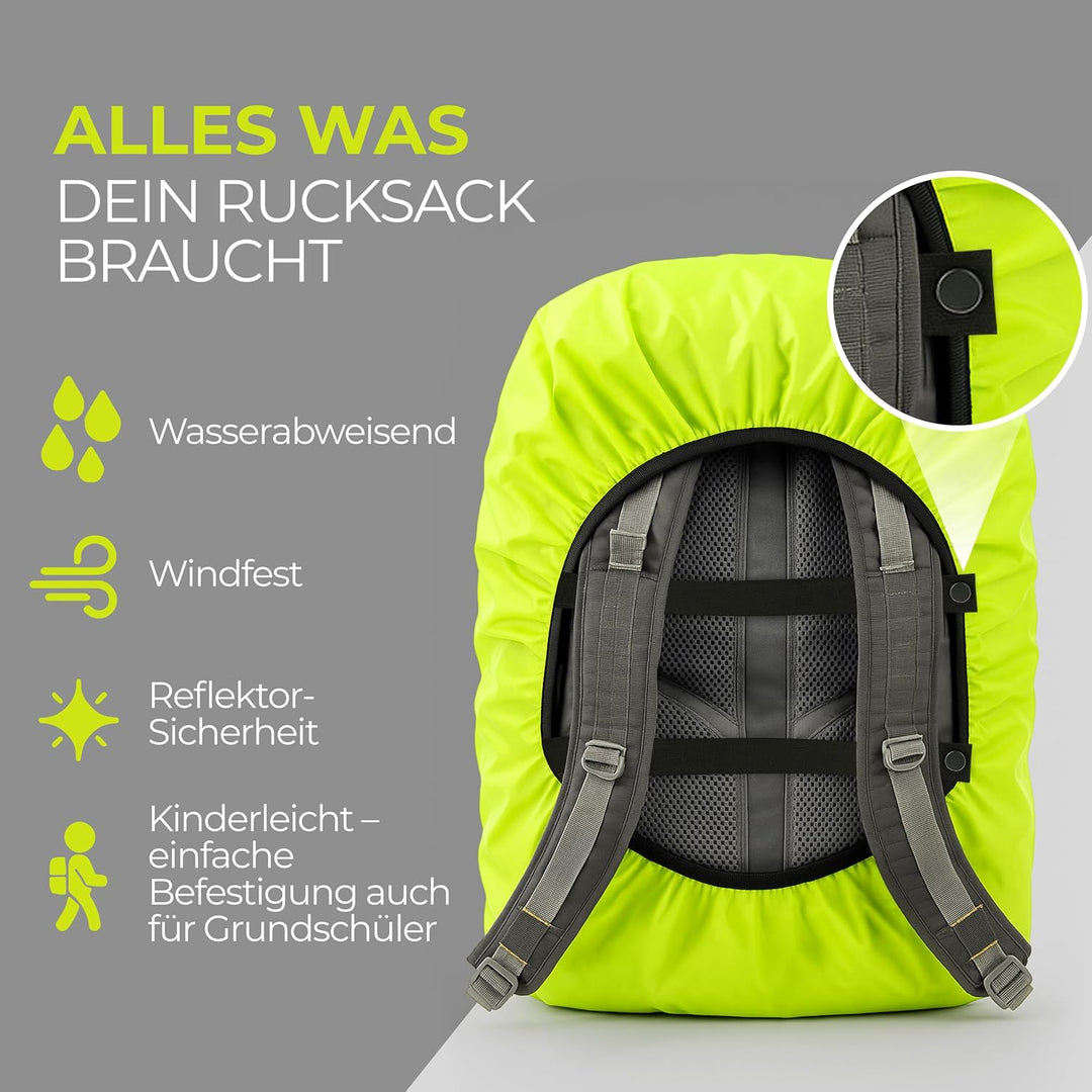 55L Regenschutz Rucksack – Wasserdicht & Winddicht I Für Schulranzen & Rucksäcke I Regenschutz Schul