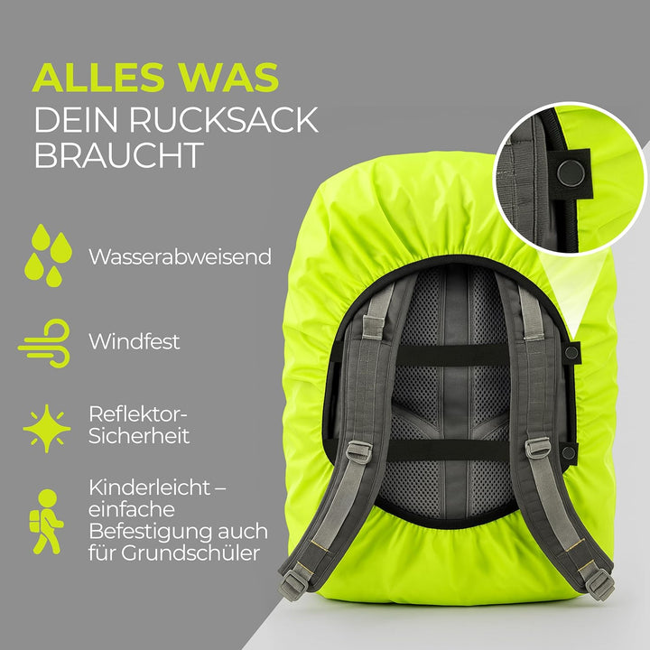 55L Regenschutz Rucksack – Wasserdicht & Winddicht I Für Schulranzen & Rucksäcke I Regenschutz Schul