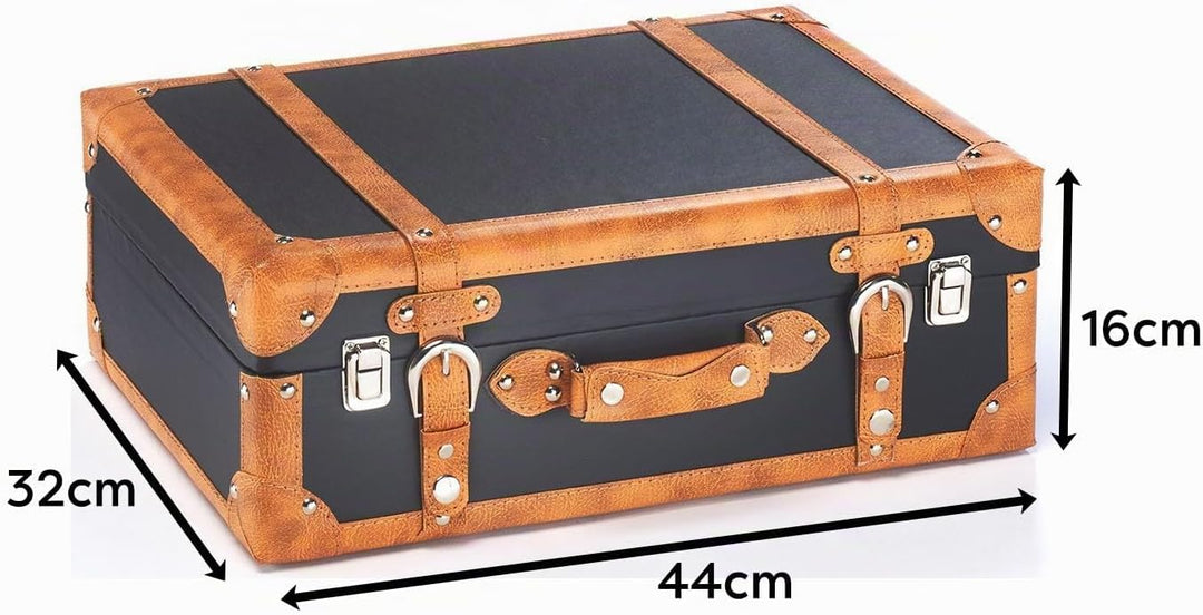 Kobolo Dekokoffer Koffer Vintage Retro - MDF mit Kunstlederüberzug - braun - Metallschliessen