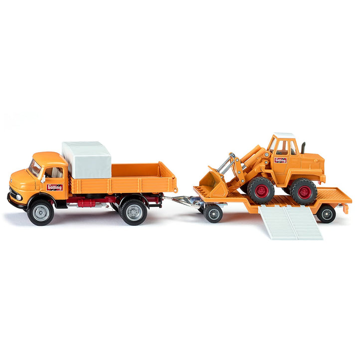 siku 4117, Mercedes-Benz 710 mit Kramer 411 Radlader Bölling, 1:50, Metall/Kunststoff, Gelb, Bewegli