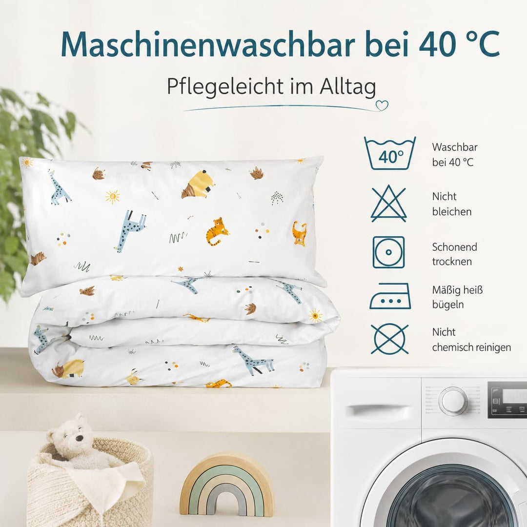 various Wendbare Babybettwäsche-Sets (60 x 120 cm), 100% Baumwolle, bestehend aus Bettbezug und Kiss