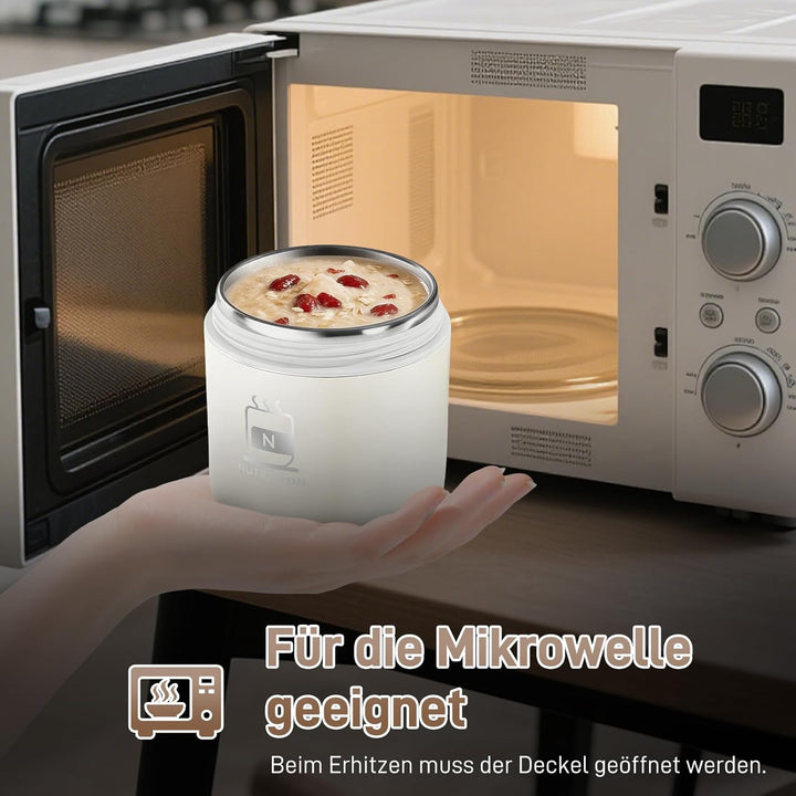 Thermobehälter für Essen 500ml, Overnight Oats Behälter aus Edelstahl, Auslaufsicherer Müslibecher m