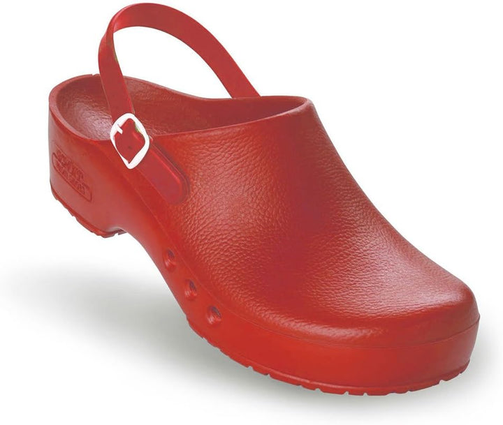 CHIROCLOGS Special OP Schuhe mit erhöhtem Absatz, 45 EU Rot mit Fersenriemen
