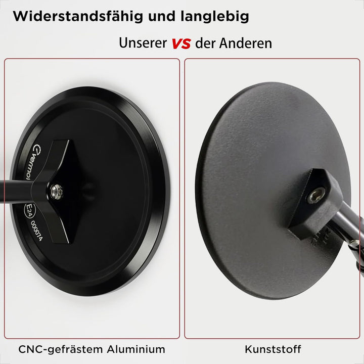 evermotor Lenkerendenspiegel, E-geprüft, 360°Drehbar Motorrad Spiegel | CNC-gefrästem Aluminium, 7/8