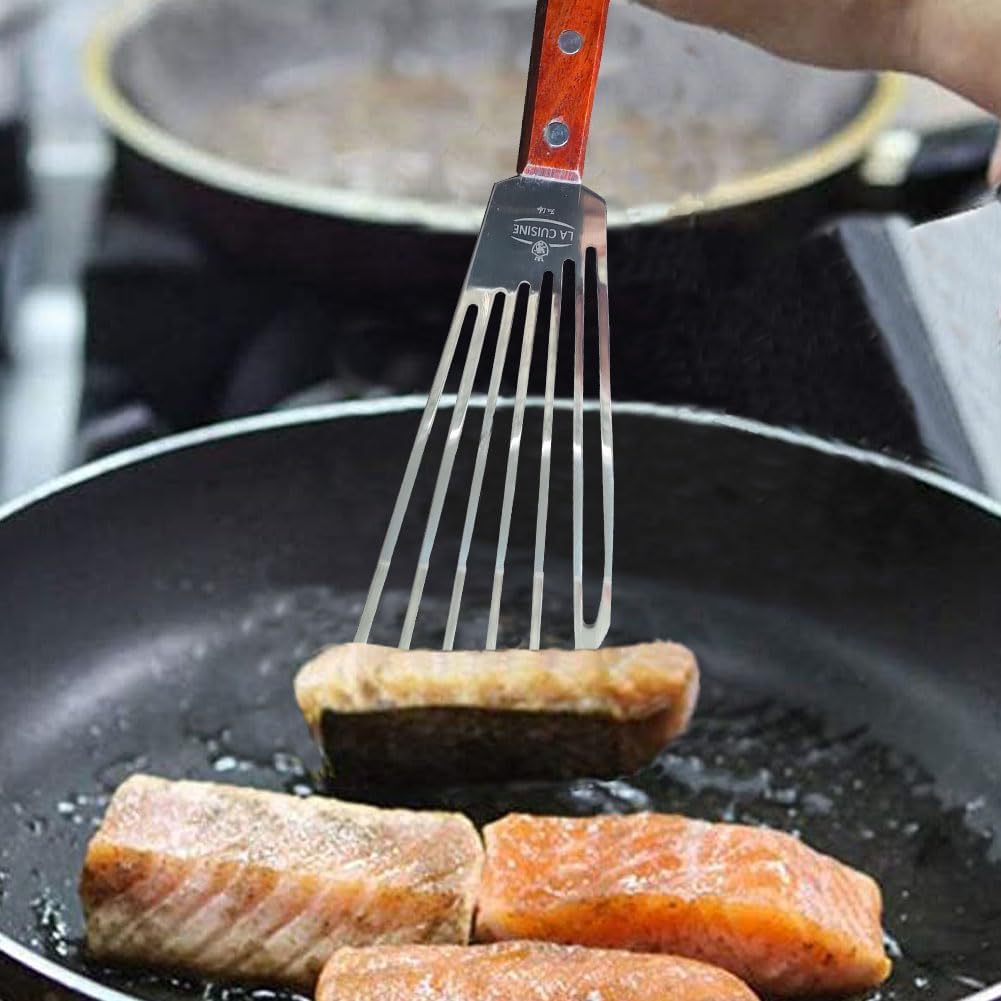 La Cuisine Pfannenwender Edelstahl mit Schlitzen zum Wenden von Fischen Fleischeiern Pfannkuchen Abg