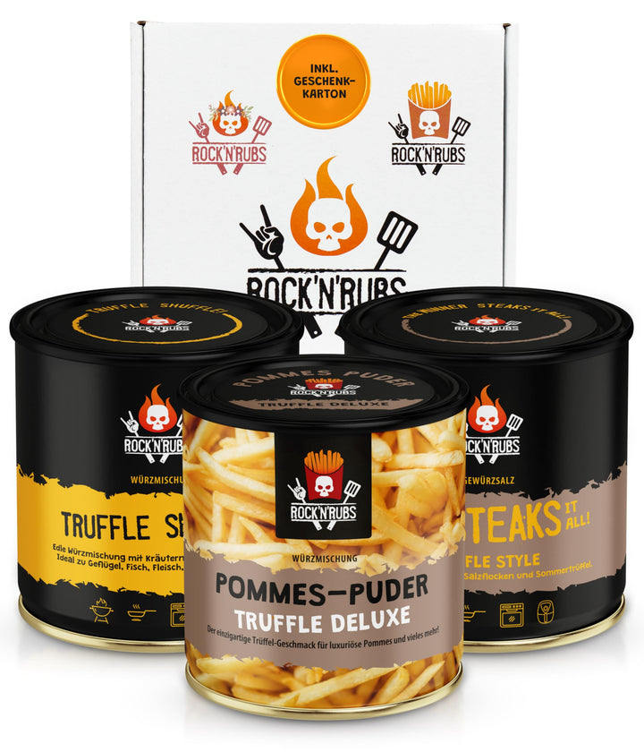 Rock'n'Rubs® Gewürz 3er Set Trüffel (Truffle Shuffle, Truffle Deluxe, Truffle Style) – Gourmet-Genus