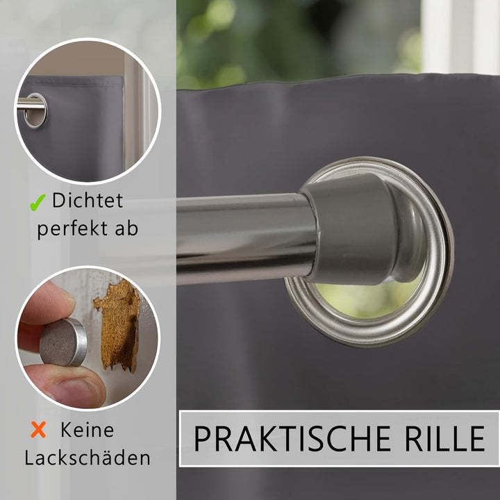 tinycurtains, Türvorhang mit Teleskopstange, einfache Montage in nur 1 Minute ohne Bohren (Türvorhan