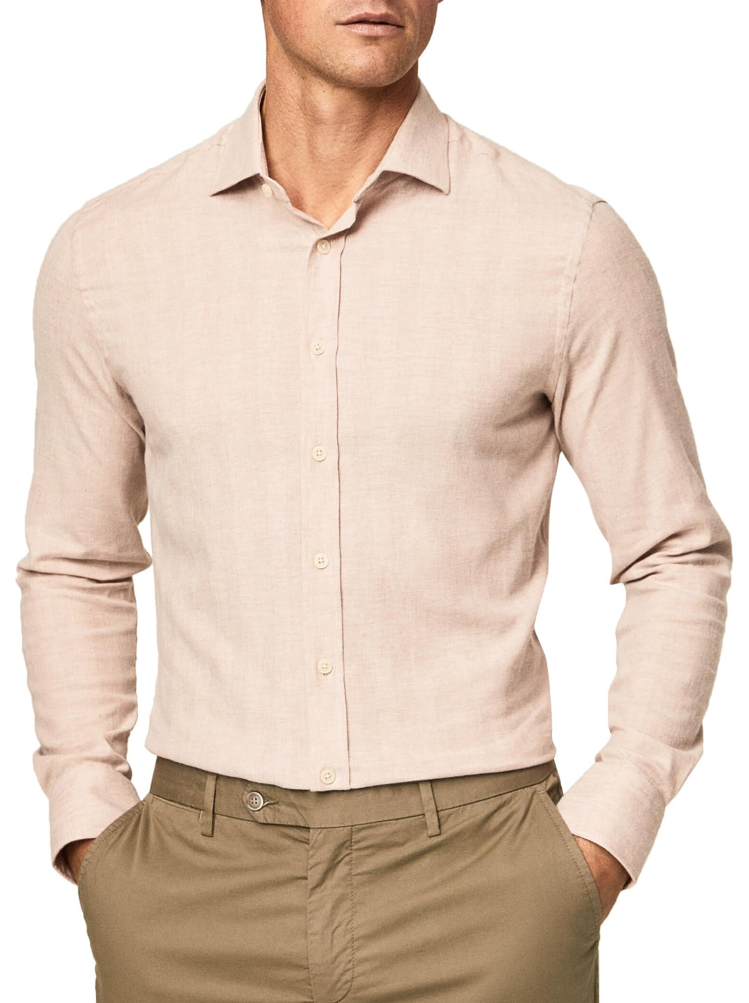 Hackett London Herren Soft Stretch Hbone Button Down Shirt M Tan, M Tan