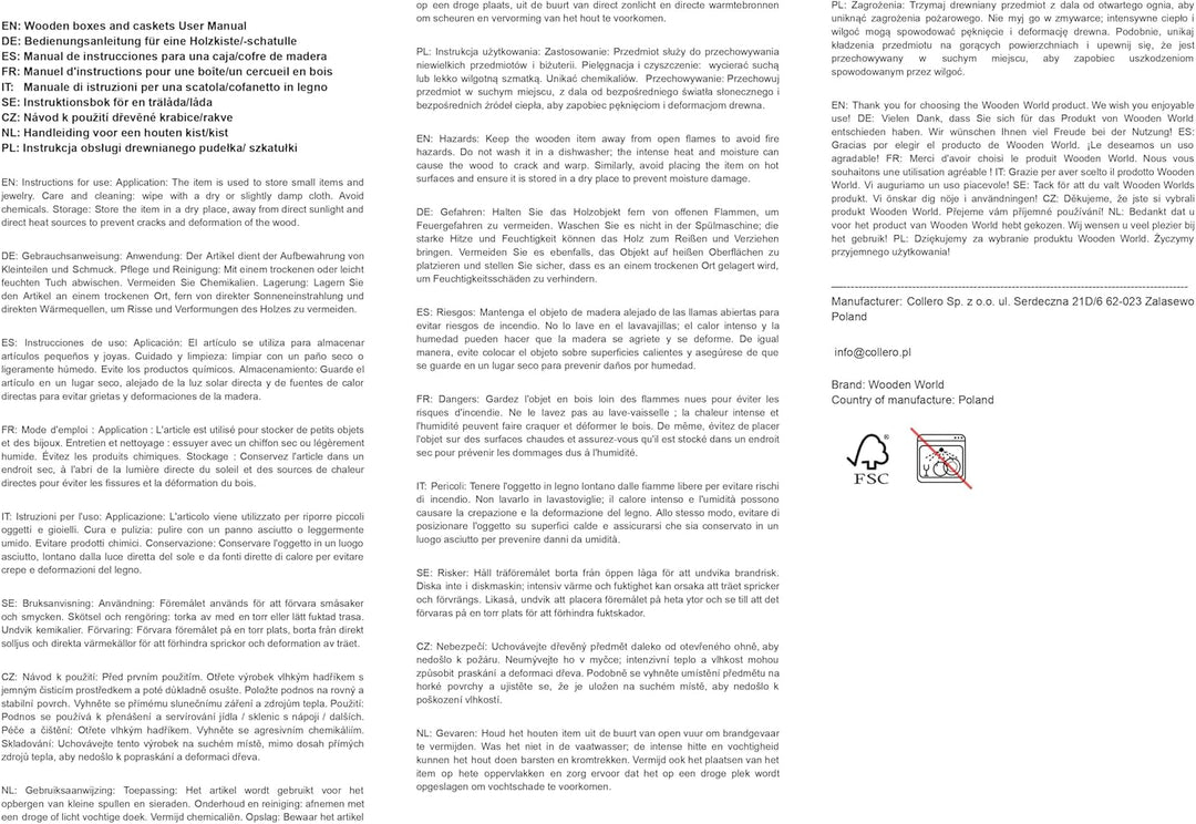 Wooden World Aufbewahrungsbox aus schlichtem Holz mit 4 Schubladen