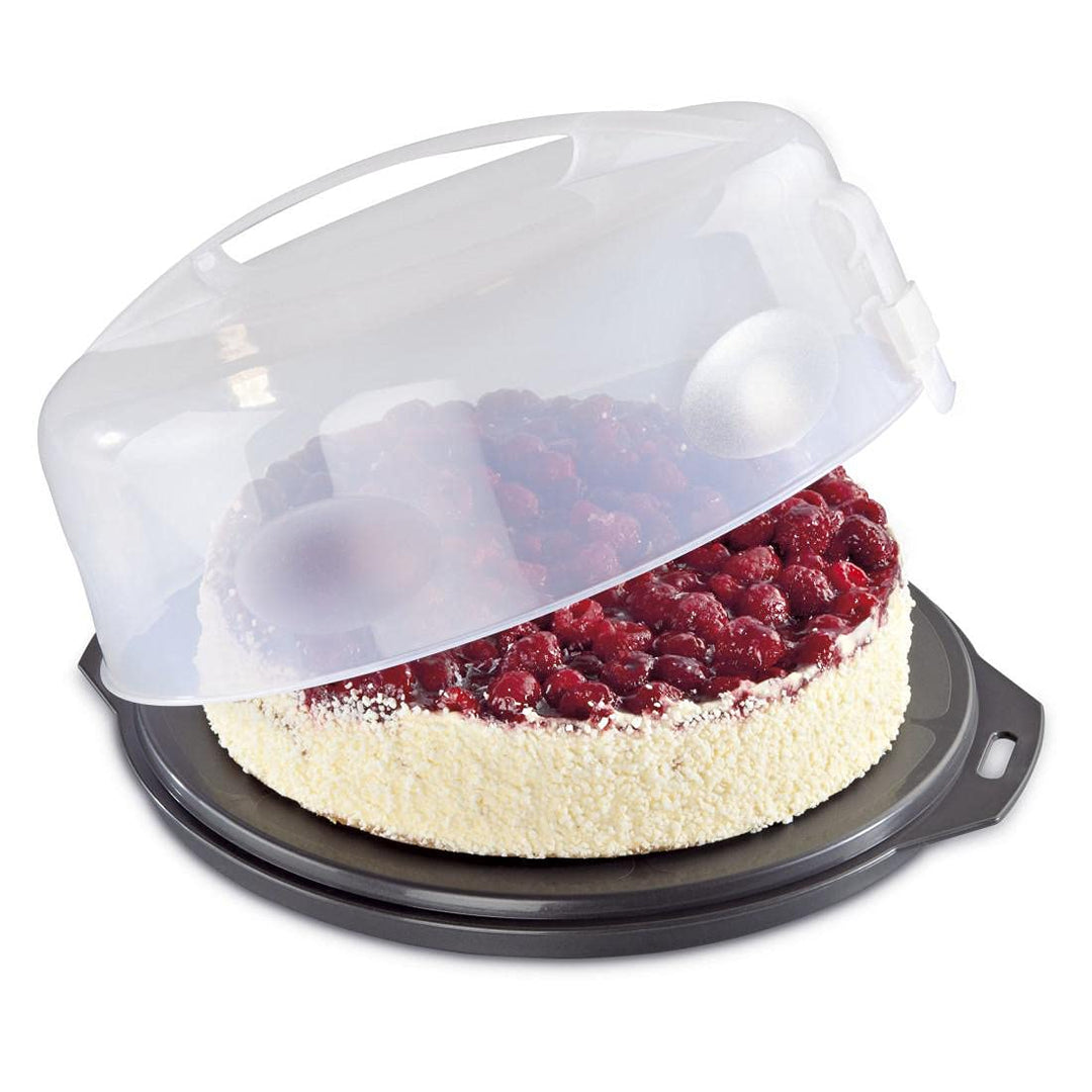 Xavax Kuchen-Transportbox rund mit Deckel Kuchenbehälter 31,5 cm Durchmesser, Innenhöhe 8 cm,Kuchenb