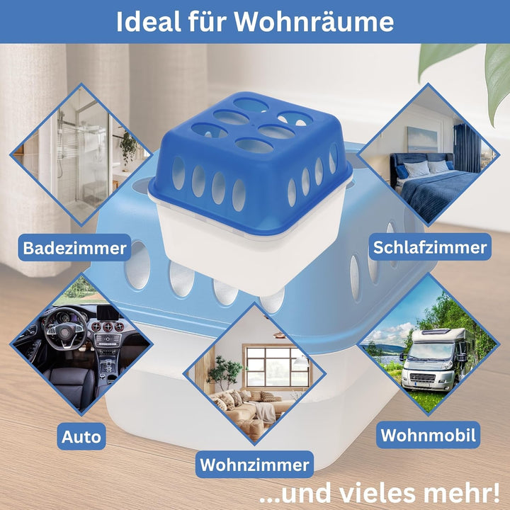 Luftentfeuchter ohne Strom Entfeuchter Box Wiederverwendbar Nachfüllbar Granulat für Bad Keller Wohn