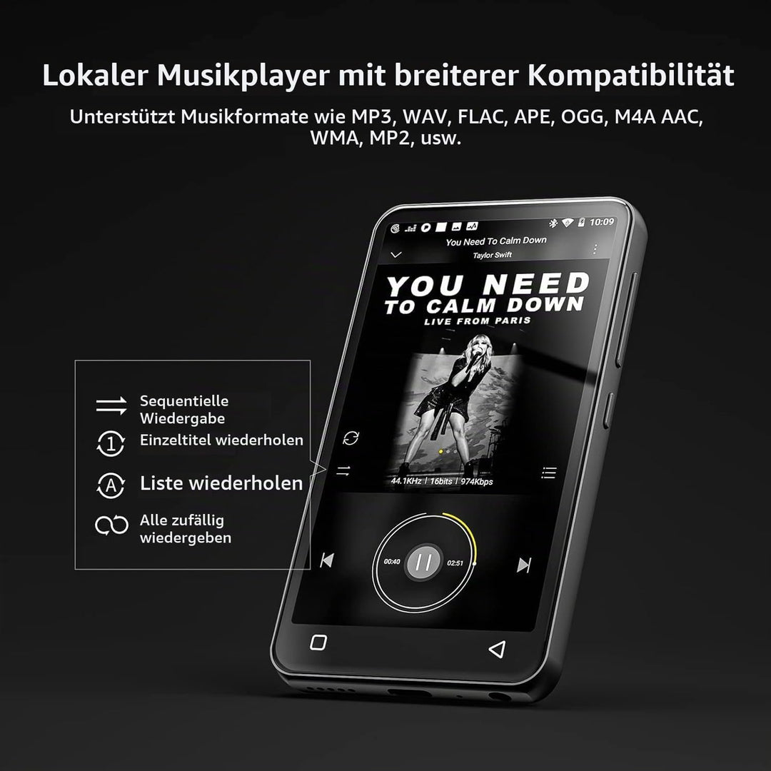 innioasis 16 GB MP3-Player mit Bluetooth und WLAN, MP3-Player, Apple Music, 4 Zoll Touchscreen, Andr
