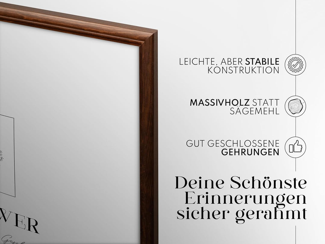 Artower® Bilderrahmen Vintage Braun Holz Rahmen für DIN A2 42 x 59,4 cm | Posterrahmen Gross für Col