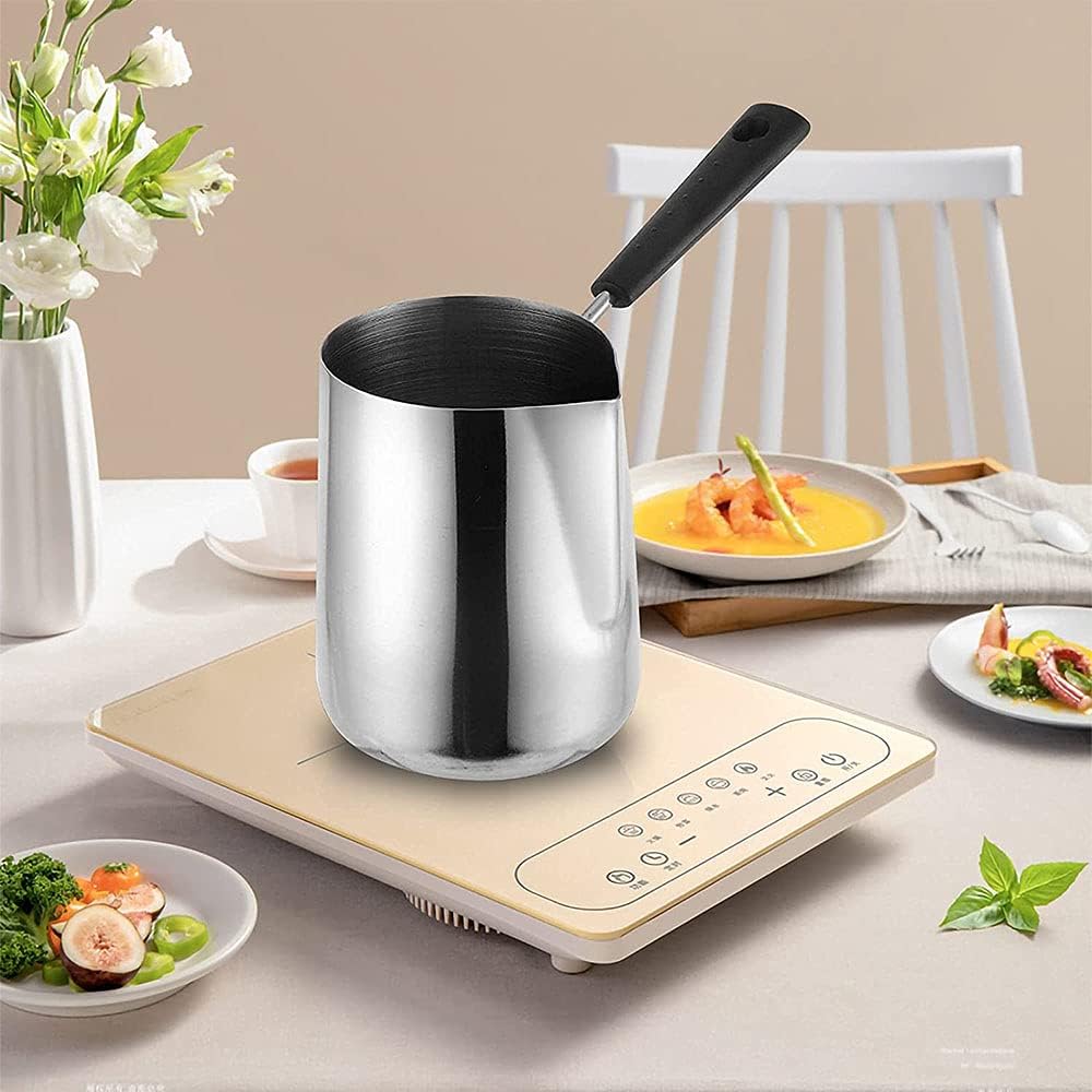 Edelstahl Türkische Kaffeekanne, Mokkakanne, Aufschäum-Milchkännchen, Türkische Kaffeekanne mit Grif