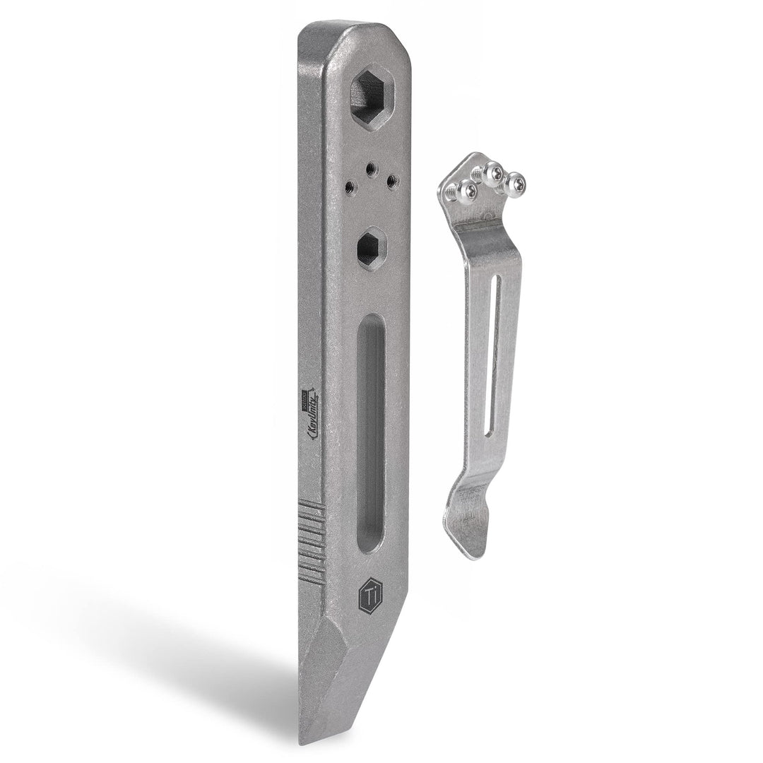 KeyUnity KR00 Titanium EDC Brecheisen-Multiwerkzeug mit Schraubendreher und Taschenclip