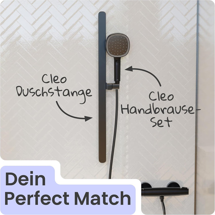 instmaier Cleo | Handbrause-Set | Duschkopf und passender 1,5m Brauseschlauch | Schwarz/Koralle | 2