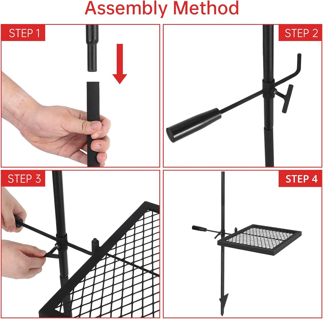 Drehbarer Lagerfeuergrill, 55 x 38 cm Edelstahlrost, Grill Für Offenes Feuer Mit Tragetasche Für Cam