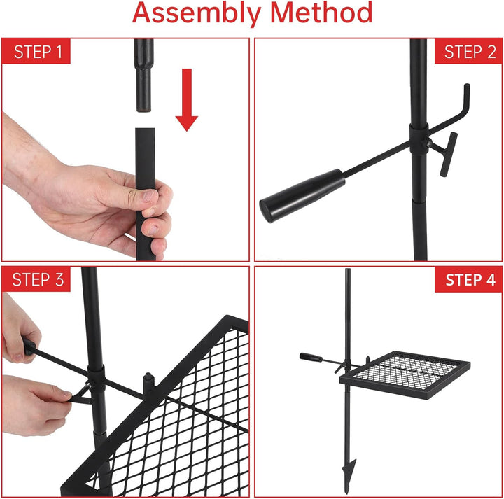 Drehbarer Lagerfeuergrill, 55 x 38 cm Edelstahlrost, Grill Für Offenes Feuer Mit Tragetasche Für Cam