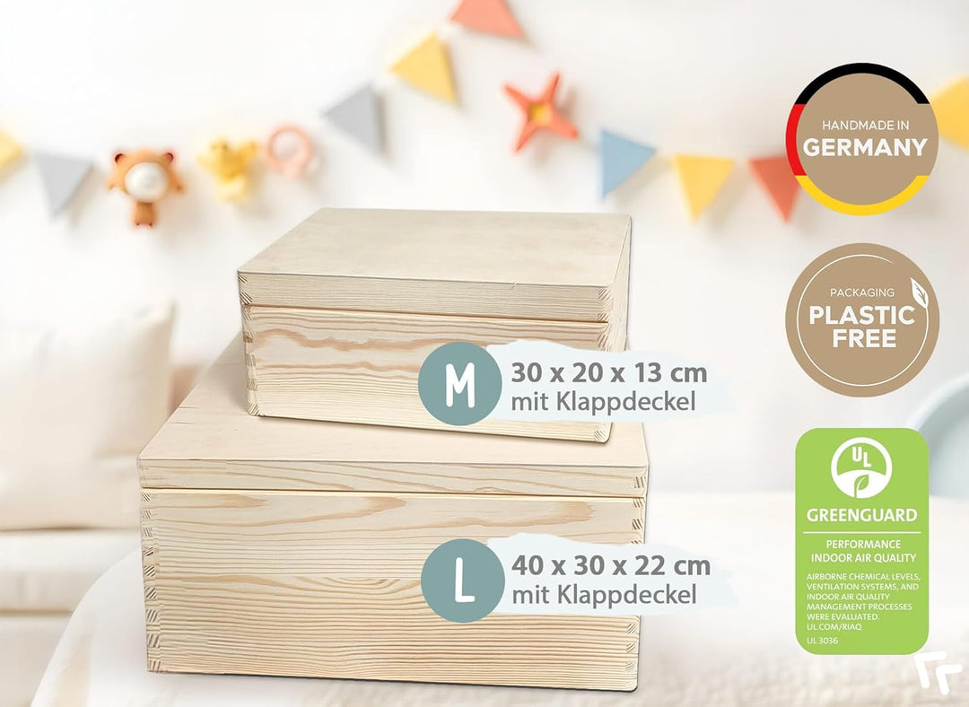 Little Deco Personalisierte Baby Erinnerungsbox Waldtiere | L - 40 x 30 x 22 cm - Design 3 | Erinner