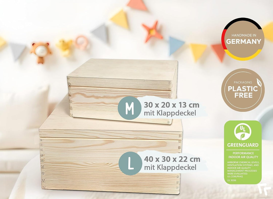 Little Deco Personalisierte Baby-Erinnerungskiste aus Holz | M - 30 x 20 x 13 cm | mit Dinosaurier G