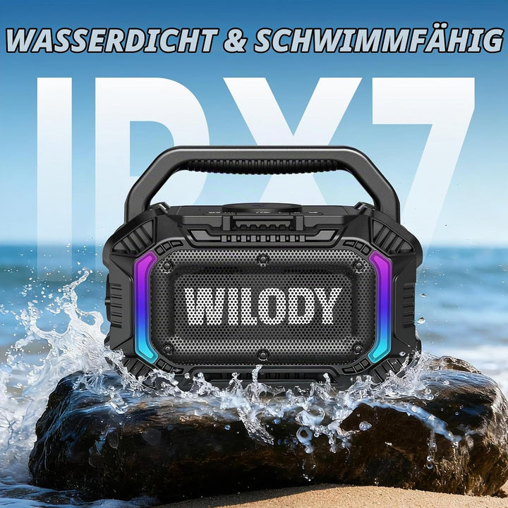 Wilody 100W Tragbare Bluetooth Lautsprecher Box,Bluetooth Lautsprecher mit Licht,Musikbox Bluetooth&