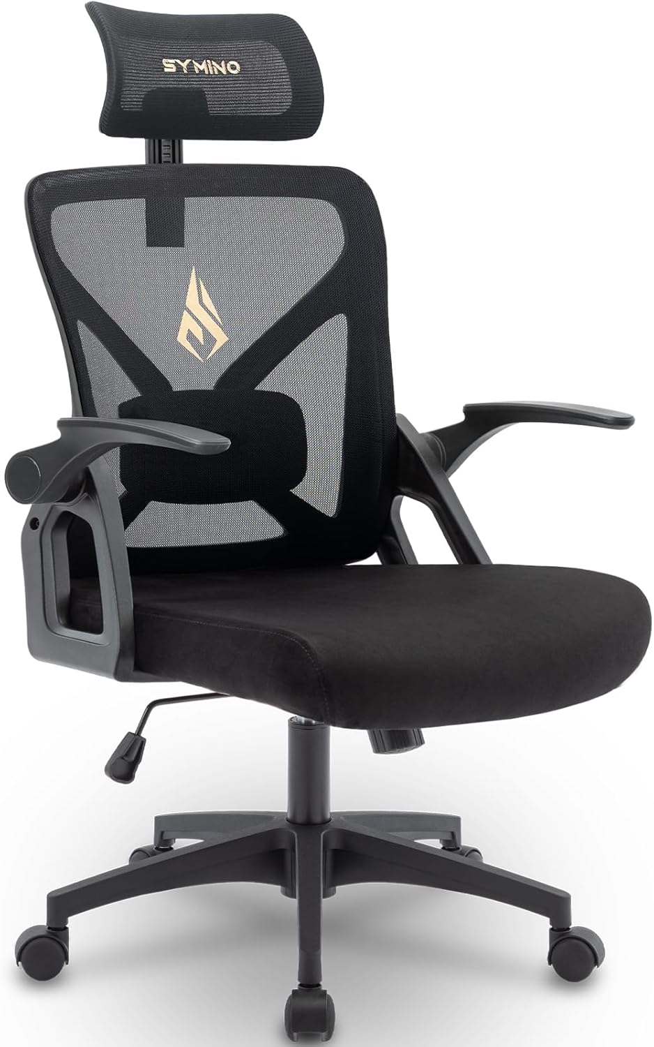 Symino Bürostuhl, Schreibtischstuhl, Drehstuhl Ergonomischer mit Verstellbarer Kopfstütze, Armlehnen