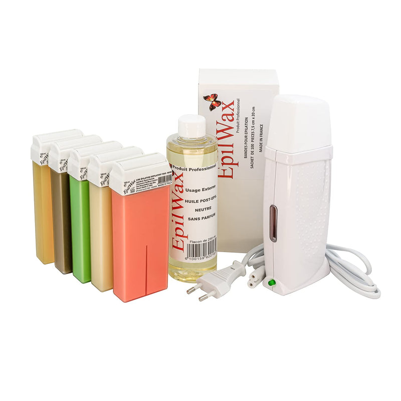 EpilWax Royal Epilationsset Komplett mit: Professionellem Wachswärmer 5 Roll-On Wachs 100 ml panasch