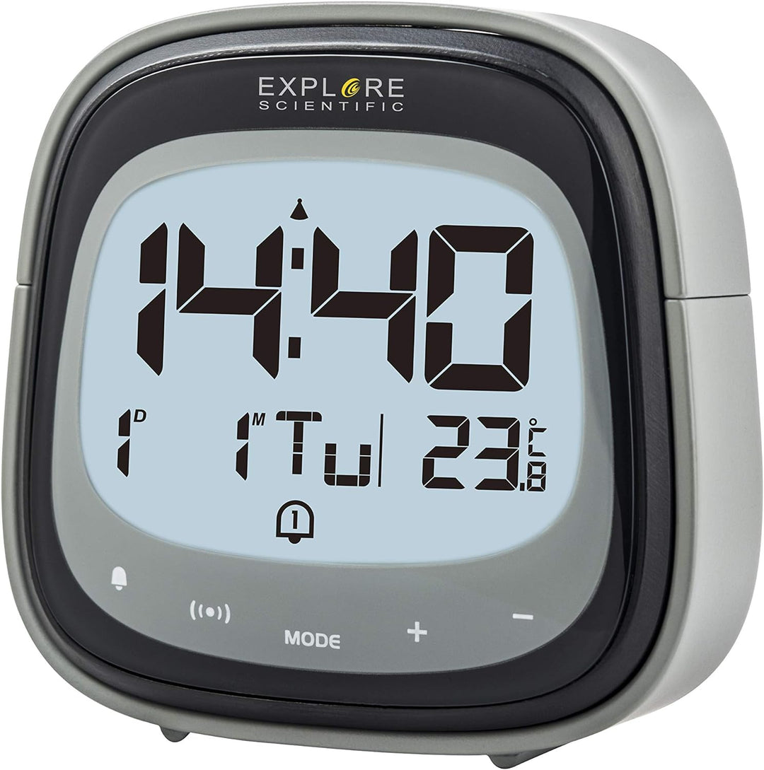 EXPLORE SCIENTIFIC Schwarz RDC-3006 Wecker, Touch-Key, Innentemperatur, Funksteuerung, Kalender, Tou