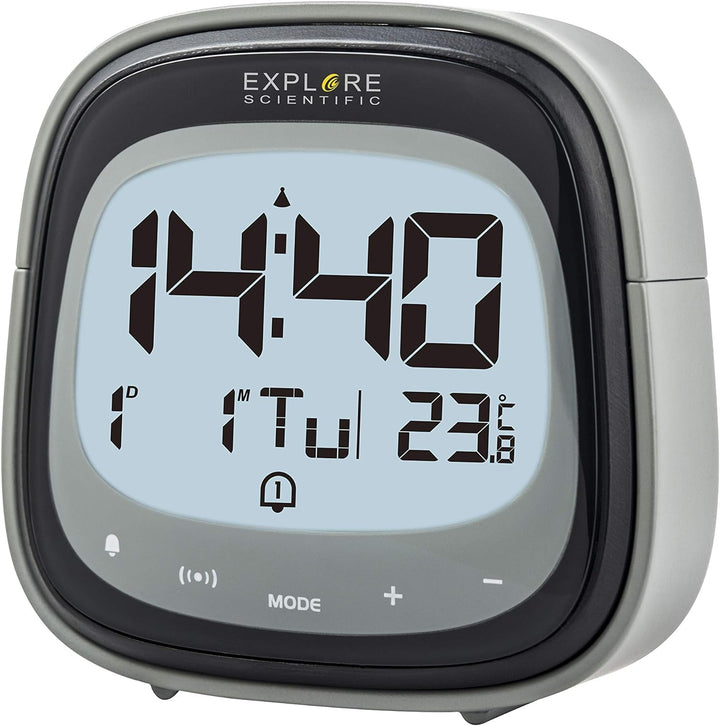 EXPLORE SCIENTIFIC Schwarz RDC-3006 Wecker, Touch-Key, Innentemperatur, Funksteuerung, Kalender, Tou