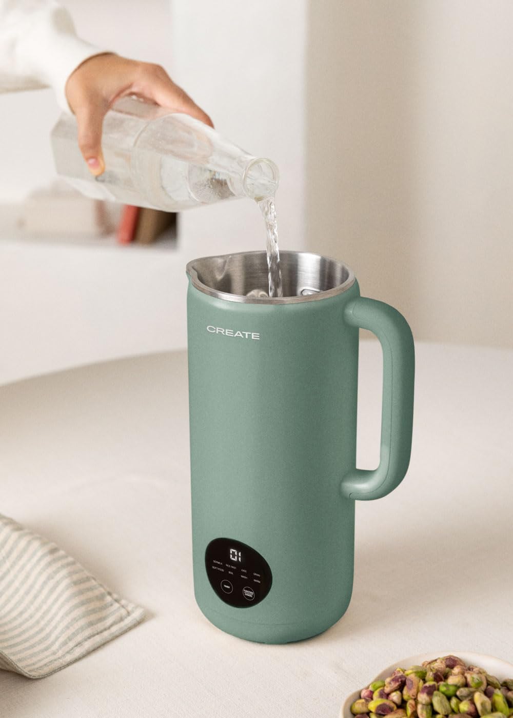 CREATE/VEGAN MILK MAKER/Multifunktionale Pflanzenmilchmaschine Grün-Sage/Programmierbar bis zu 12Std