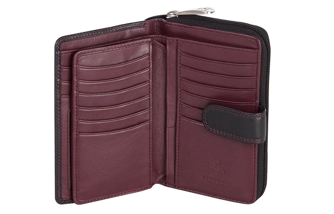 VISCONTI ® Leder Portemonnaie Damen RFID Schutz Geldbeutel Damen Geldbörse Bifold Mehrfarbig Portmon