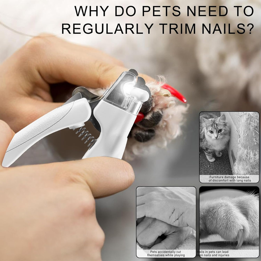GOMETY Profi LED Hunde & Katzen Nagelknipser: Ergonomischer Griff, Sicherheitsverriegelung, für Mitt
