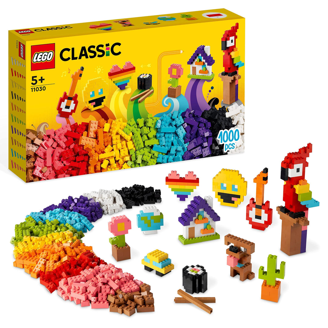 LEGO 11030 Classic Grosses Kreativ-Bauset Konstruktionsspielzeug-Set, Baue EIN Smiley Emoji, Papagei