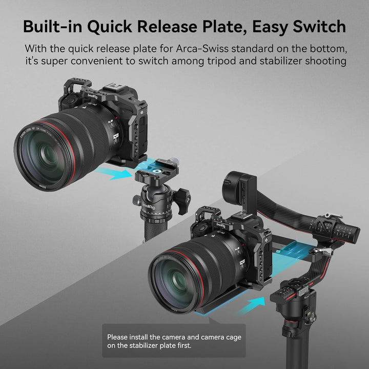 SMALLRIG R50 Käfig für Canon R50 Kamera, Aluminiumlegierung mit Schnellwechselplatte für Arca-Stände