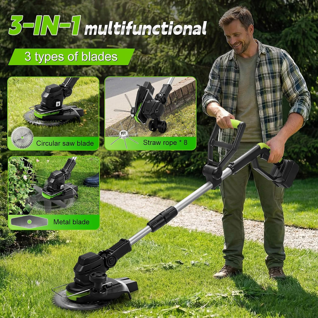 Rasentrimmer mit Akku kompatibel mit Makita, Akku Rasentrimmer 10000r/min Teleskopgriff 99–132cm, fü
