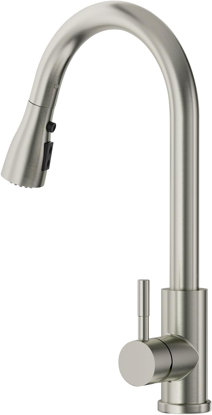 Wasserhahn Küche, SEMANEY Hochdruck Küchenarmatur mit 3 Funktionen Brause Ausziehbar, Hohe Bogen Arm