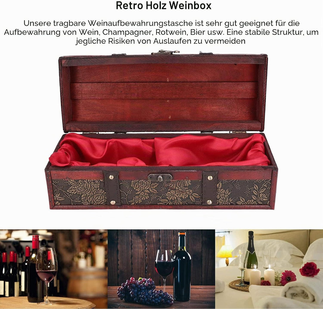 Vintage Holz Weinkiste Retro Style Flaschenkiste für Weinlagerung Geschenkverpackungen