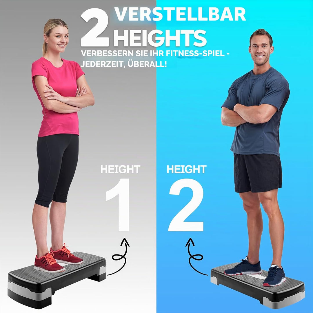 TechFit Aerobic Stepper, höhenverstellbar, rutschfeste Oberfläche, belastbar bis 120 kg, aus leichte