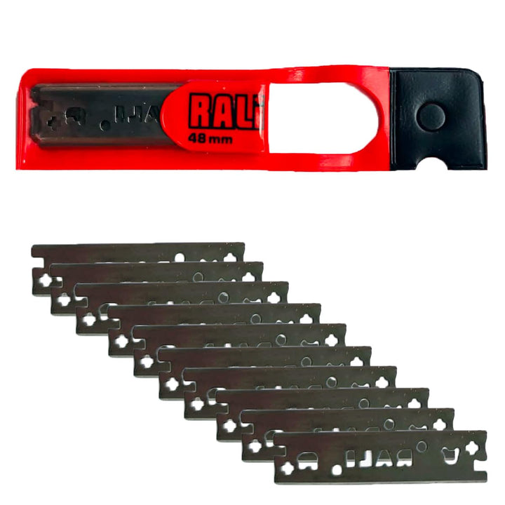 RALI Pack mit 10 Stück 48 mm Chromhobelklingen Ersatz für RALI 105, 220, 260 Hobel | Umkehrbare Bi-C