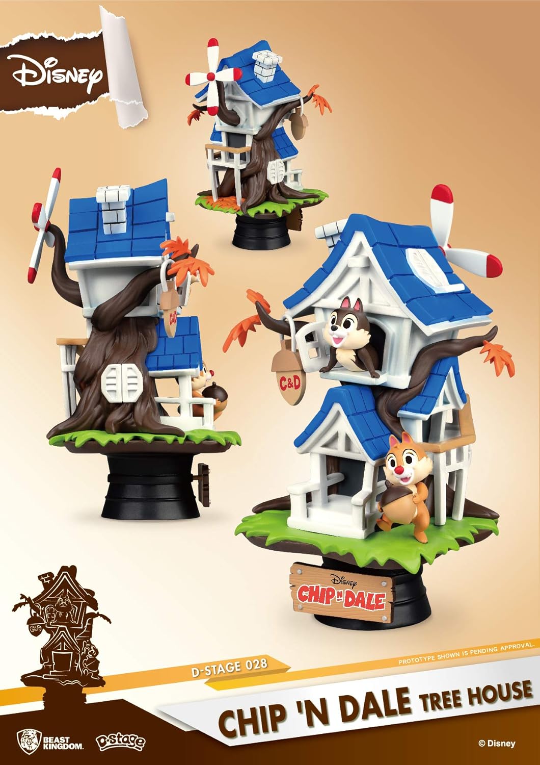 Beast Kingdom Toys Disney Summer Series D-Stage PVC Diorama Chip 'n Dale Tree House 16 cm, DS-028