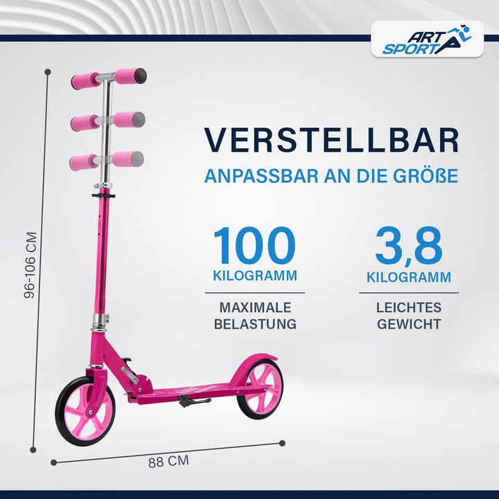 ArtSport Cityroller Scooter mit Big Wheel Räder & Tragegurt - Für Kinder ab 3 Jahren - 4 Designs 88