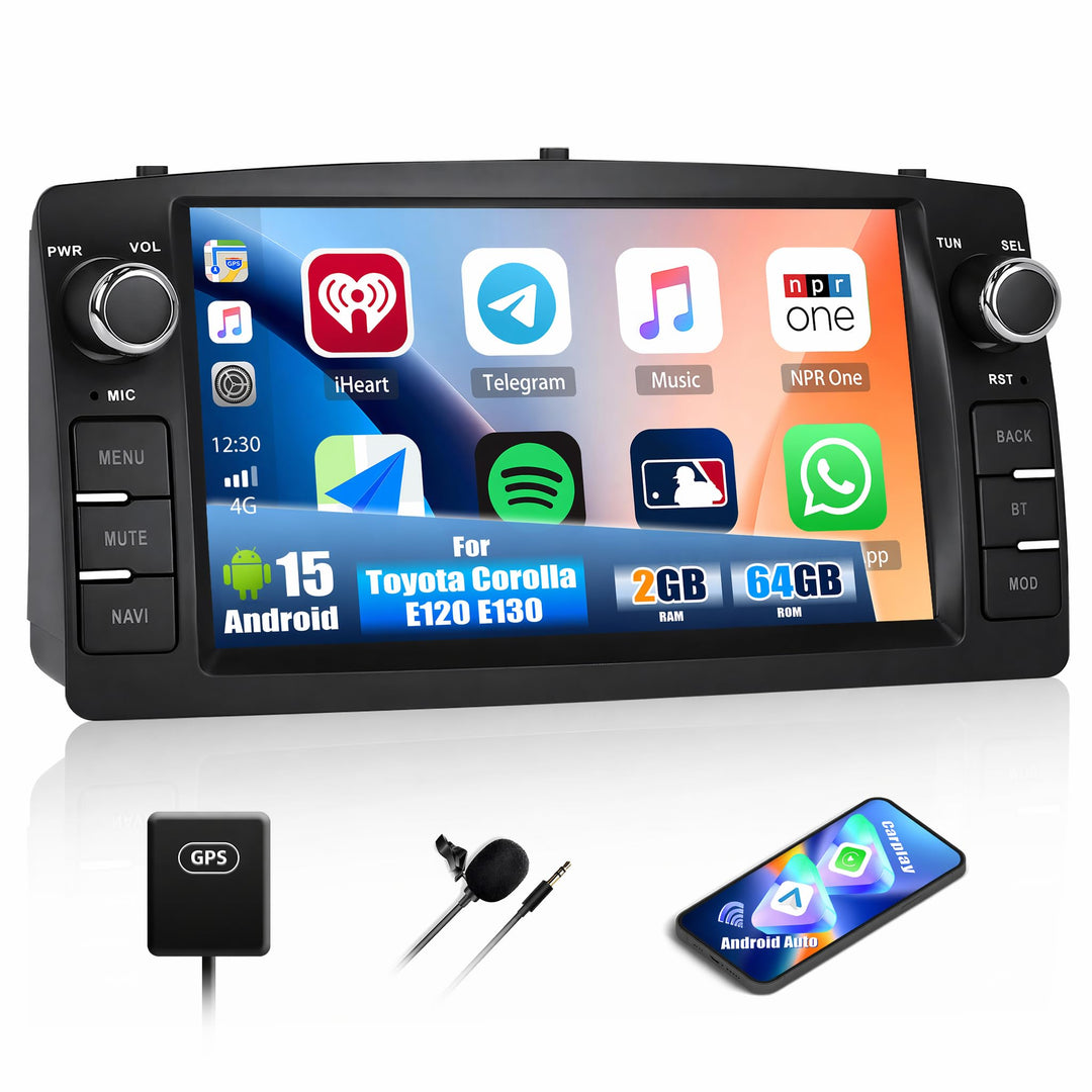CAMECHO 2+64G 7 Zoll Android 13 Navi Autoradio für Toyota Corolla E120 E130 2000-2007 BYD F3 2006-20